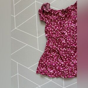 Old Navy|Baby girl/toddler burgundy ditsy floral summer dress with smocking•XS/5